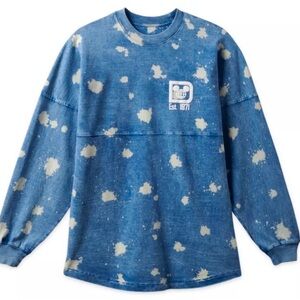 NWT Disney World Denim Bleach Spirit‎ Jersey Blue Oversized Long Sleeve XS